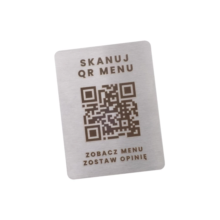 Stahlmenü mit QR-Code - Lasergravur - Abm. 45x60mm - MEN031