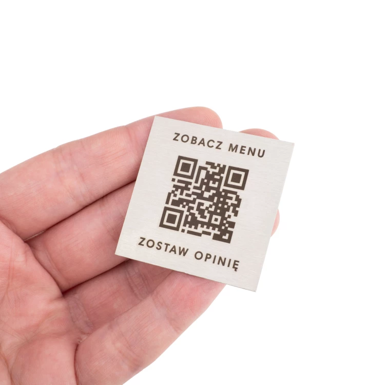 Stahlmenü mit QR-Code - Lasergravur - Abm. 40mm - MEN032