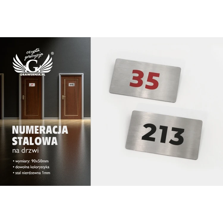 Stahl Türnummer mit UV-Druck - 90x50mm - ND019