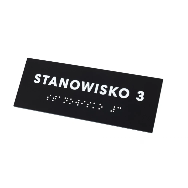 Arbeitsplatz - Schild mit Brailleschrift - mattes schwarzes Acryl - Abmessungen 160x60mm - DARK - TAB388