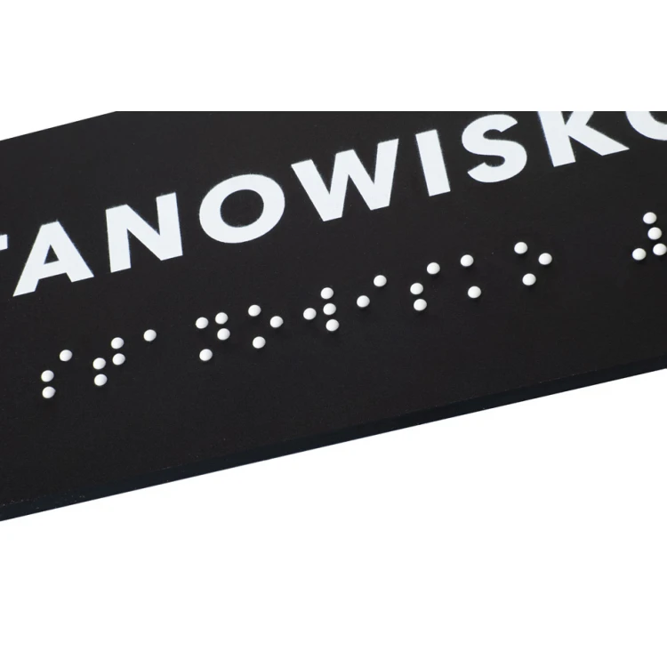 Arbeitsplatz - Schild mit Brailleschrift - mattes schwarzes Acryl - Abmessungen 160x60mm - DARK - TAB388