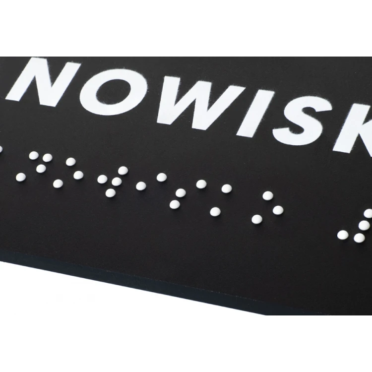 Arbeitsplatz - Schild mit Brailleschrift - mattes schwarzes Acryl - Abmessungen 160x60mm - DARK - TAB388