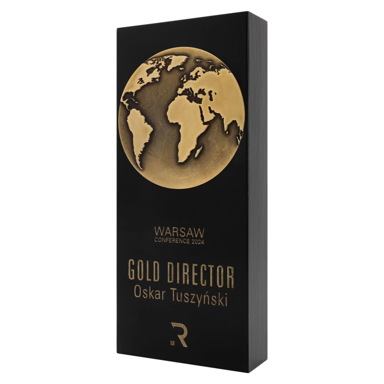 Golden World Business Statuette - Holz und Messing - H 23 cm - DTA167