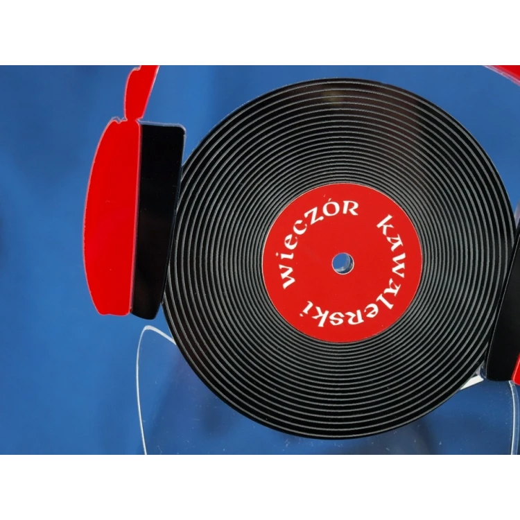 Andenken an den Junggesellenabend - Kopfhörer und schwarze DJ-Platte - Modell DTA15 - Höhe 25 cm
