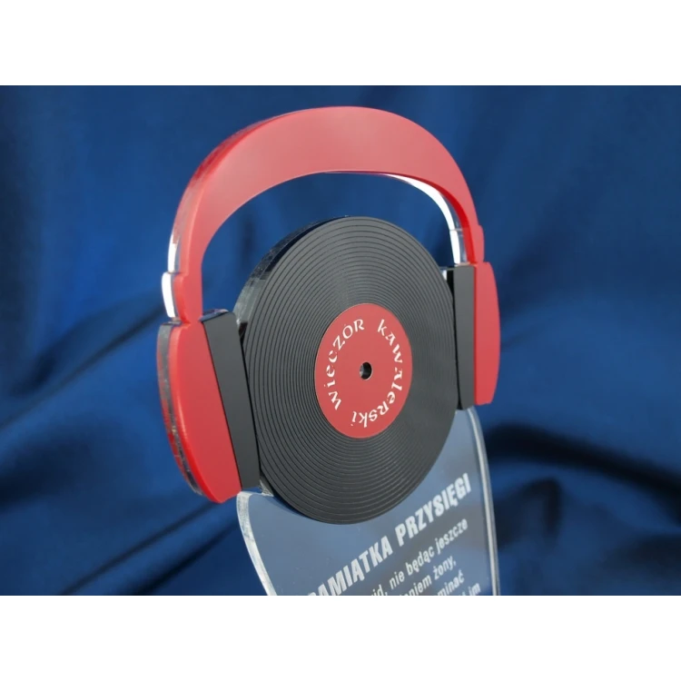 Andenken an den Junggesellenabend - Kopfhörer und schwarze DJ-Platte - Modell DTA15 - Höhe 25 cm