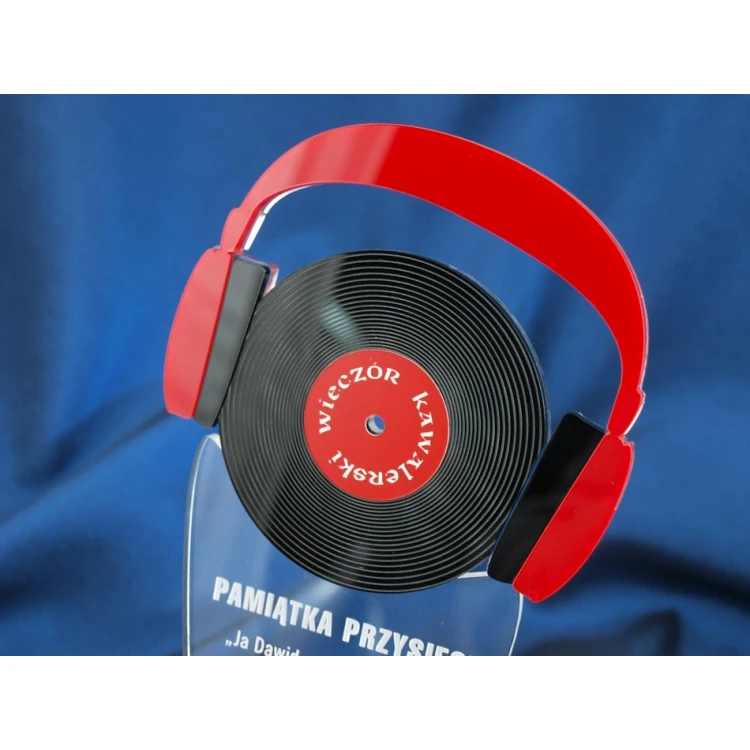 Andenken an den Junggesellenabend - Kopfhörer und schwarze DJ-Platte - Modell DTA15 - Höhe 25 cm