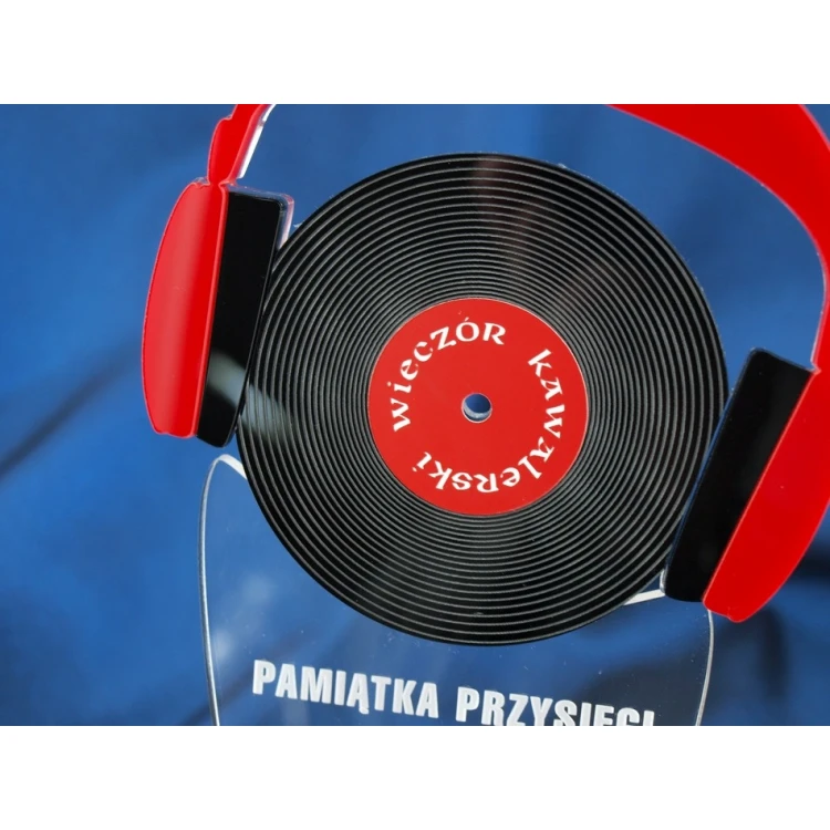 Andenken an den Junggesellenabend - Kopfhörer und schwarze DJ-Platte - Modell DTA15 - Höhe 25 cm