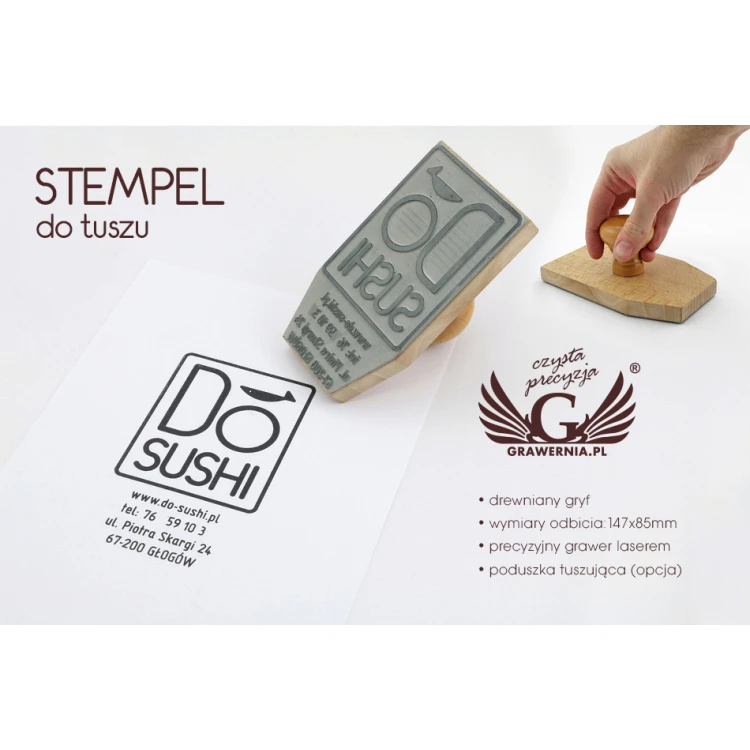 Stempel zum Abdrücken in Tinte - Abmessungen des Abdrucks 147x85mm