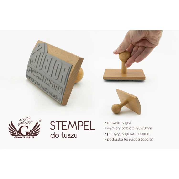 Stempel zum Abdrücken in Tinte - Abmessungen des Abdrucks 120x70mm