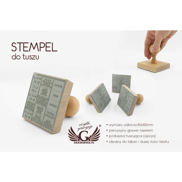 Stempel zum Abdrücken in Tinte - Abdruckmaße: 80x80mm