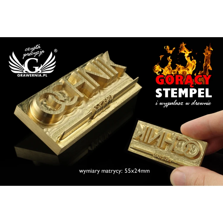 Stempel für Heiß- und Kaltprägung von Logos - Matrizengröße: 55x24mm - CNC
