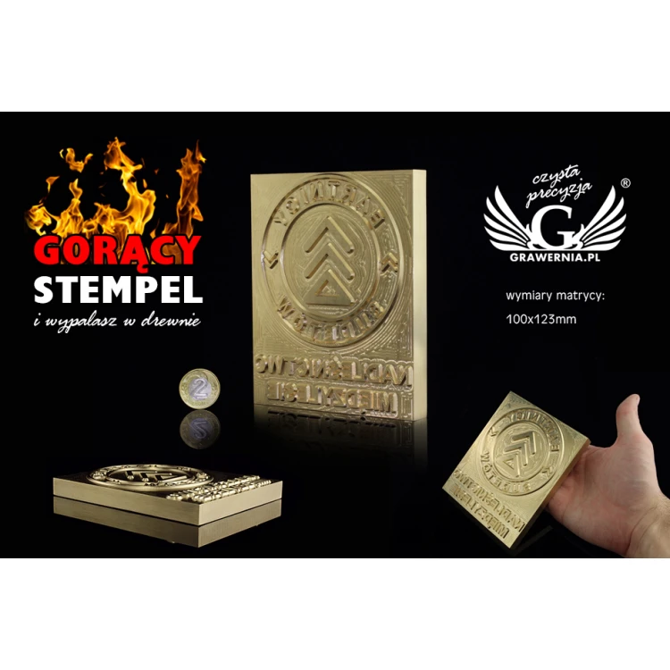 Stempel für Heiß- und Kaltprägung von Logos - Matrizengröße: 100x123mm - CNC