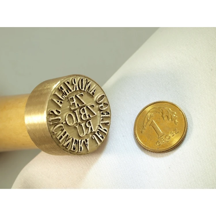 Messingstempel zum Abdrücken mit Tinte - Durchmesser 22mm, Gravurtiefe etwa 0,4mm