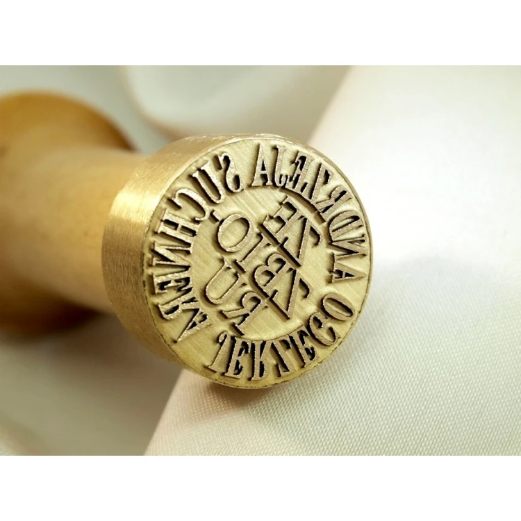 Messingstempel zum Abdrücken mit Tinte - Durchmesser 22mm, Gravurtiefe etwa 0,4mm