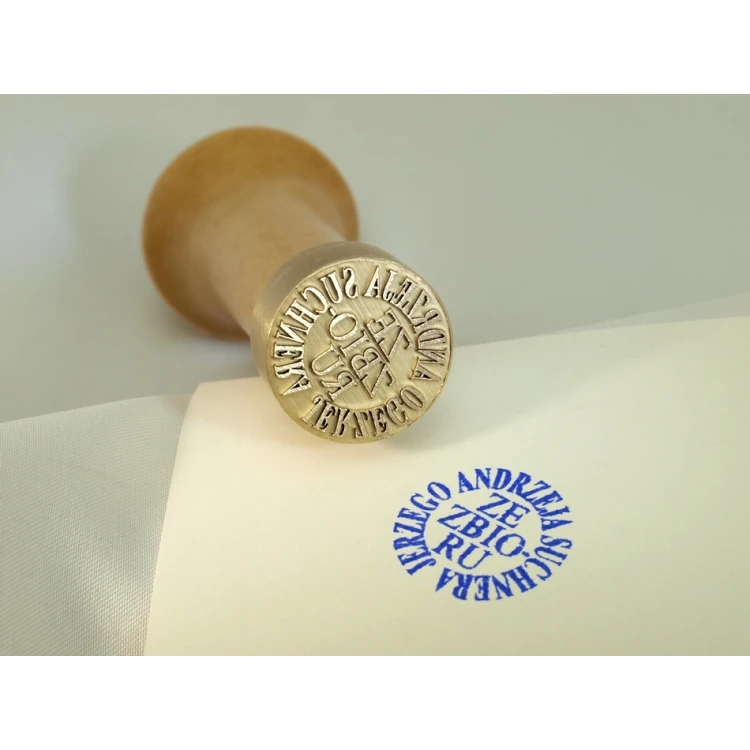 Messingstempel zum Abdrücken mit Tinte - Durchmesser 22mm, Gravurtiefe etwa 0,4mm