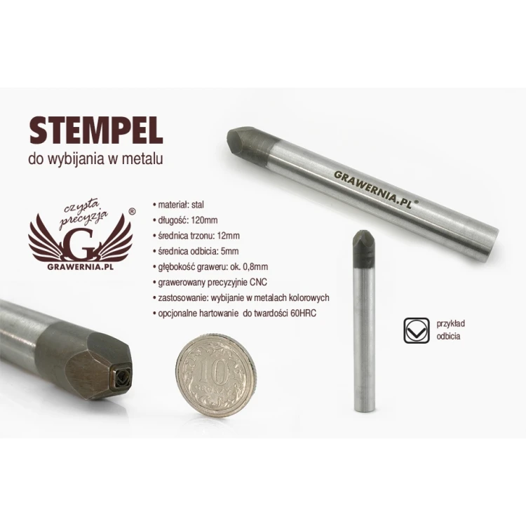 Stahlstempel zum Prägen in Metall - Abdruckdurchmesser 5mm - CNC061