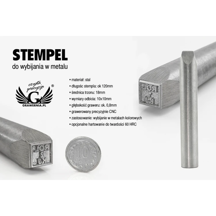 Stahlstempel zum Prägen in Metall - Abdruckmaße 10x10mm - CNC068