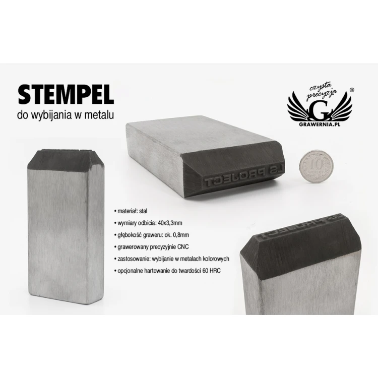 Stahlstempel zum Prägen in Metall - Abdruckmaße 40x3,3mm - CNC073