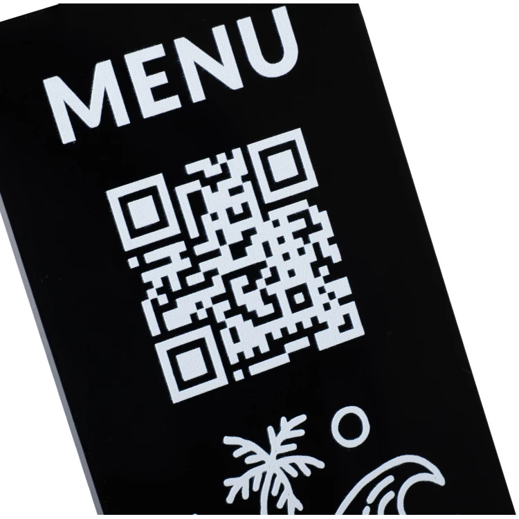 Menühalter mit QR-Code - schwarzes Plexiglas - Abm. 55x90mm - ST050