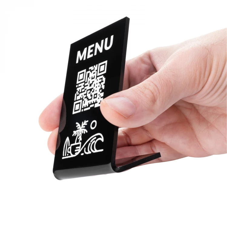 Menühalter mit QR-Code - schwarzes Plexiglas - Abm. 55x90mm - ST050