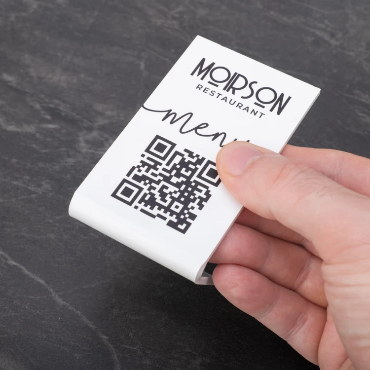 Menühalter mit QR-Code - weißes Plexiglas - Abm. 55x90mm - ST051
