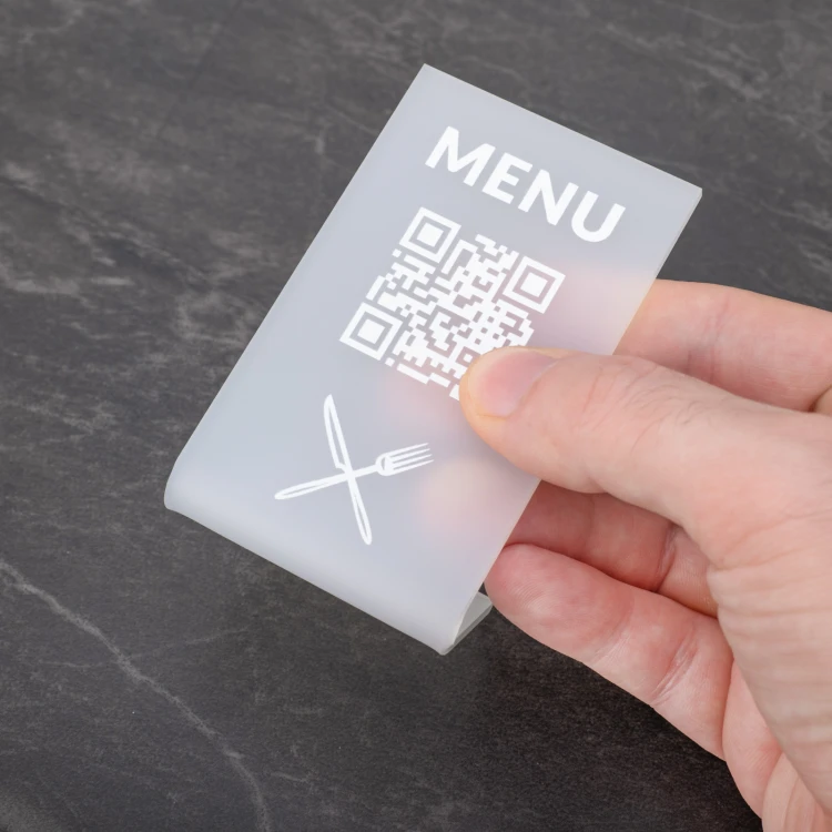 Menühalter mit QR-Code - Plexiglas Frost - Abm. 55x90mm - ST052