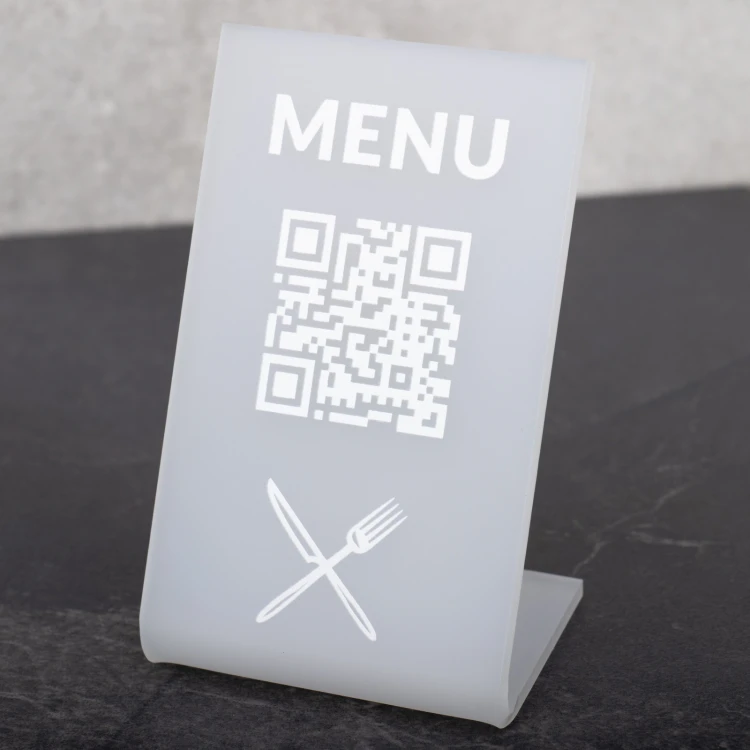 Menühalter mit QR-Code - Plexiglas Frost - Abm. 55x90mm - ST052