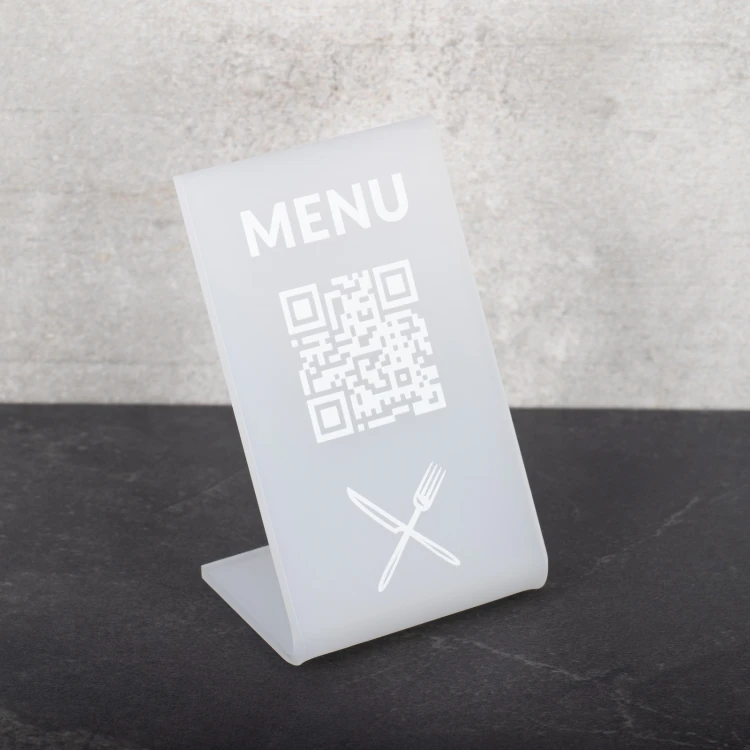 Menühalter mit QR-Code - Plexiglas Frost - Abm. 55x90mm - ST052