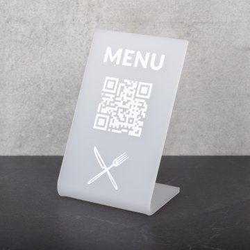 Menühalter mit QR-Code - Plexiglas Frost - Abm. 55x90mm - ST052