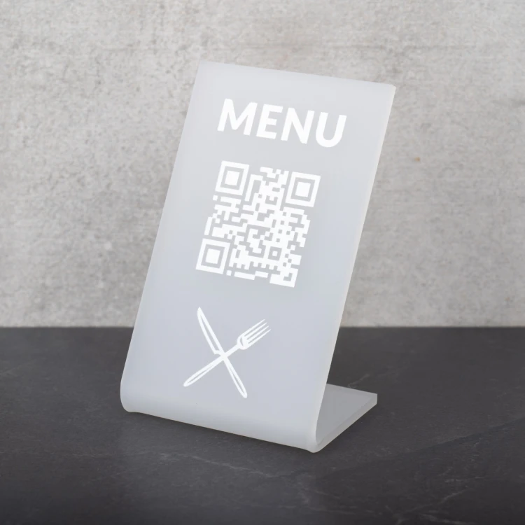 Menühalter mit QR-Code - Plexiglas Frost - Abm. 55x90mm - ST052