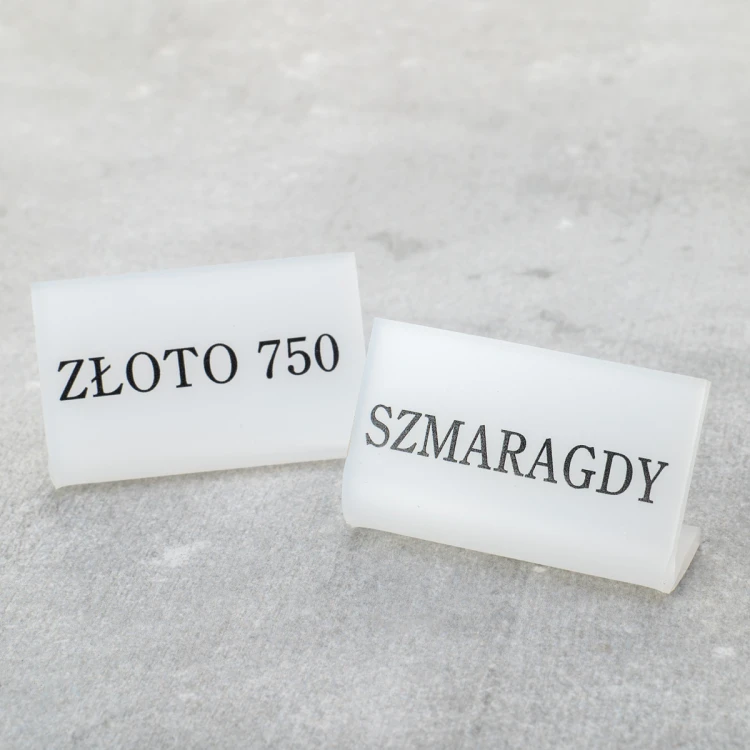 Gefrostete Juwelierständer mit beliebigem Text - Größe 50x25mm - PR024