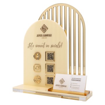 Acrylständer mit QR-Codes und Platz für Visitenkarten - H 23 cm - ST085