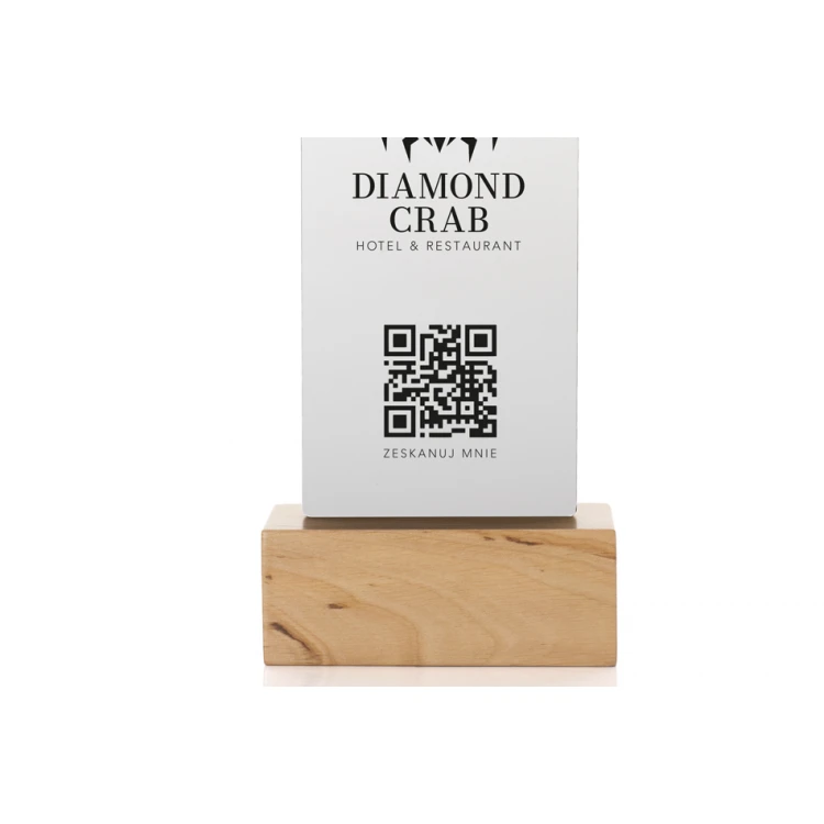 Informationsständer mit QR-Code - matte Plexiglas auf Holzsockel - ST031