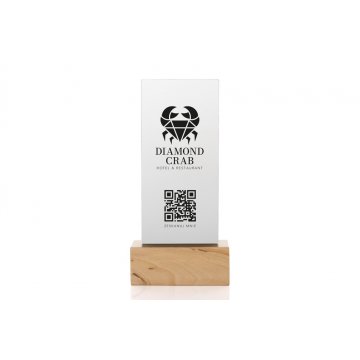 Informationsständer mit QR-Code - matte Plexiglas auf Holzsockel - ST031