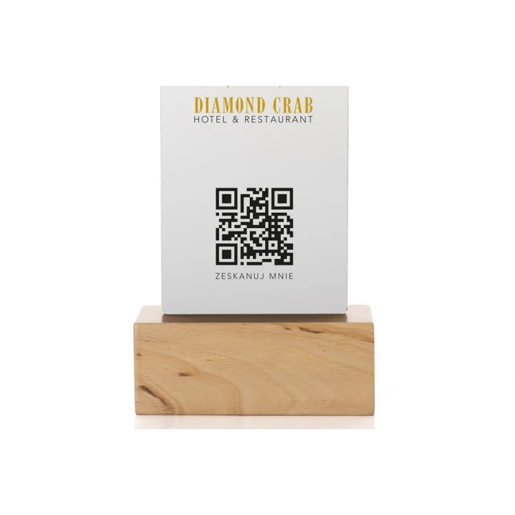 Informationsständer mit QR-Code - matte Plexiglas auf Holzsockel - ST032