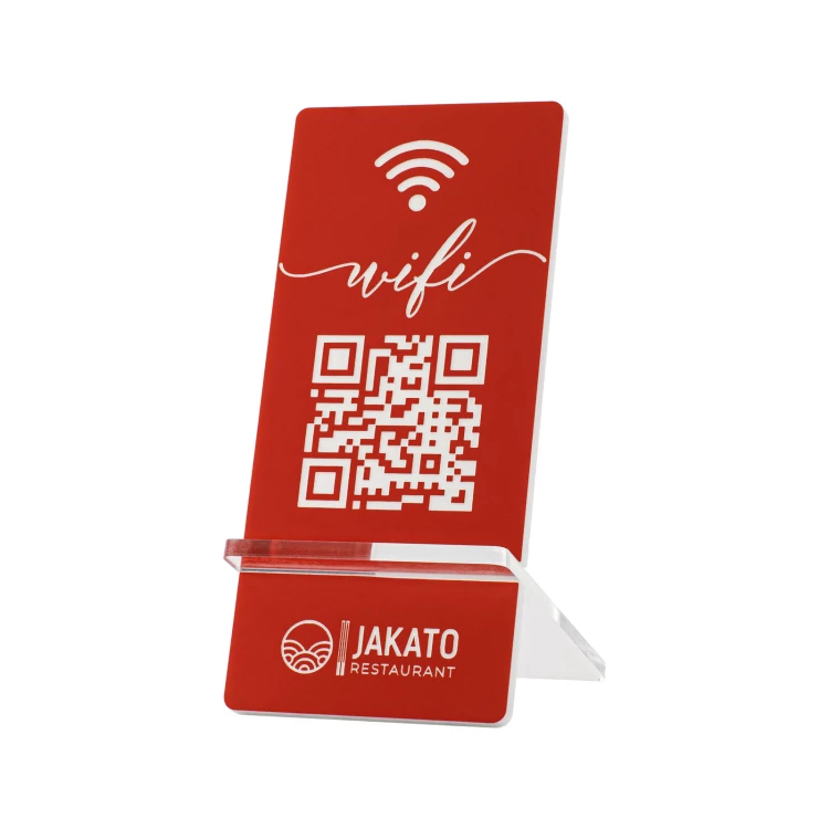 Informationsständer mit QR-Code - rotes Gravurlaminat - Größe 50x110mm - ST059