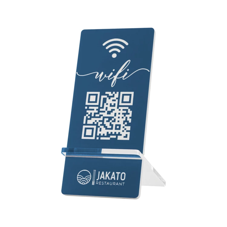 Informationsständer mit QR-Code - blaues Gravurlaminat - Größe 50x110mm - ST060