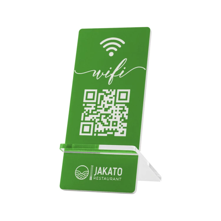 Informationsständer mit QR-Code - grünes Gravurlaminat - Größe 50x110mm - ST061