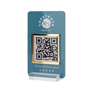 Informationsstand mit QR-Code - transparentes Acryl mit UV-Druck - Abmessungen 55x95mm - ST062