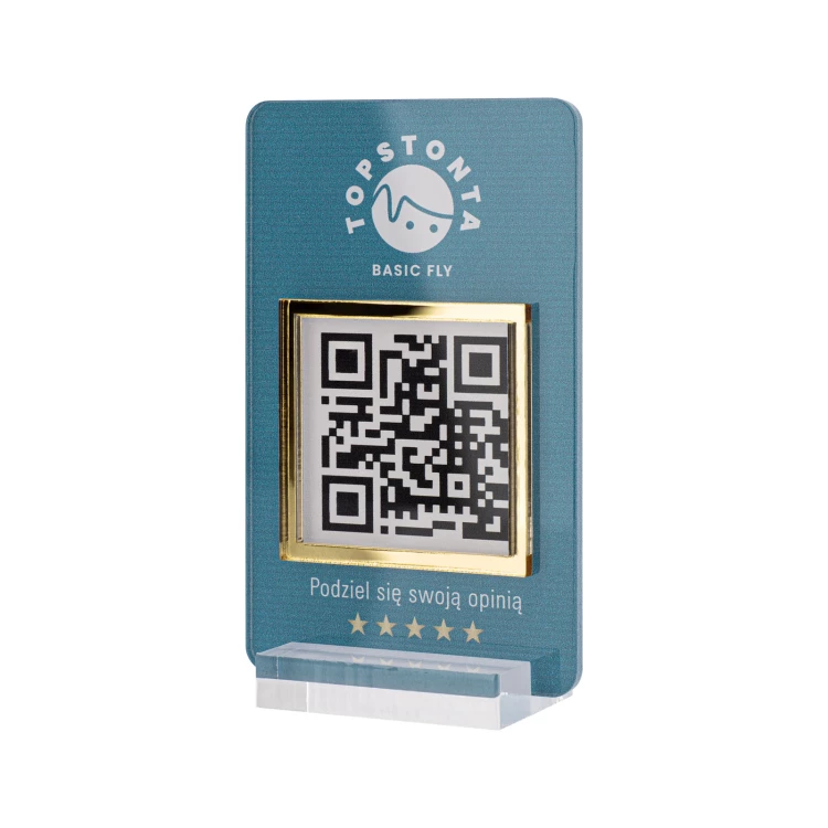 Informationsstand mit QR-Code - transparentes Acryl mit UV-Druck - Abmessungen 55x95mm - ST062