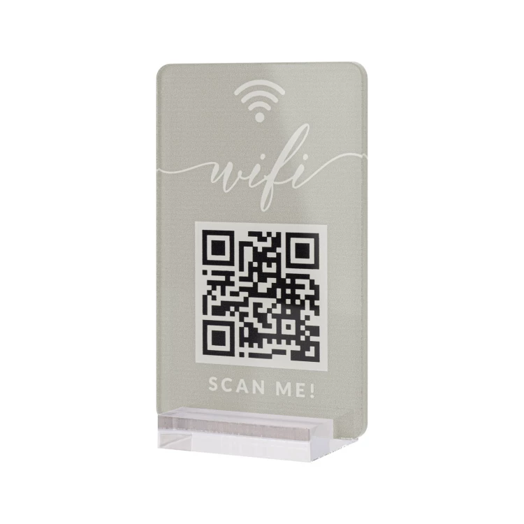 Informationsstand mit QR-Code - transparentes Acryl mit UV-Druck - Abmessungen 55x95mm - ST077