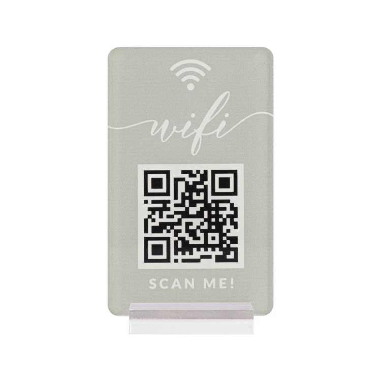 Informationsstand mit QR-Code - transparentes Acryl mit UV-Druck - Abmessungen 55x95mm - ST077