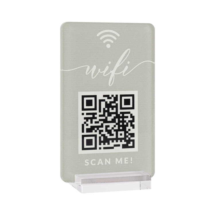 Informationsstand mit QR-Code - transparentes Acryl mit UV-Druck - Abmessungen 55x95mm - ST077