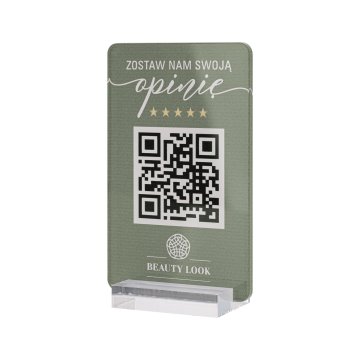 Informationsstand mit QR-Code - transparentes Acryl mit UV-Druck - Abmessungen 55x95mm - ST076