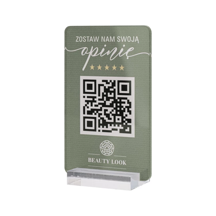Informationsstand mit QR-Code - transparentes Acryl mit UV-Druck - Abmessungen 55x95mm - ST076