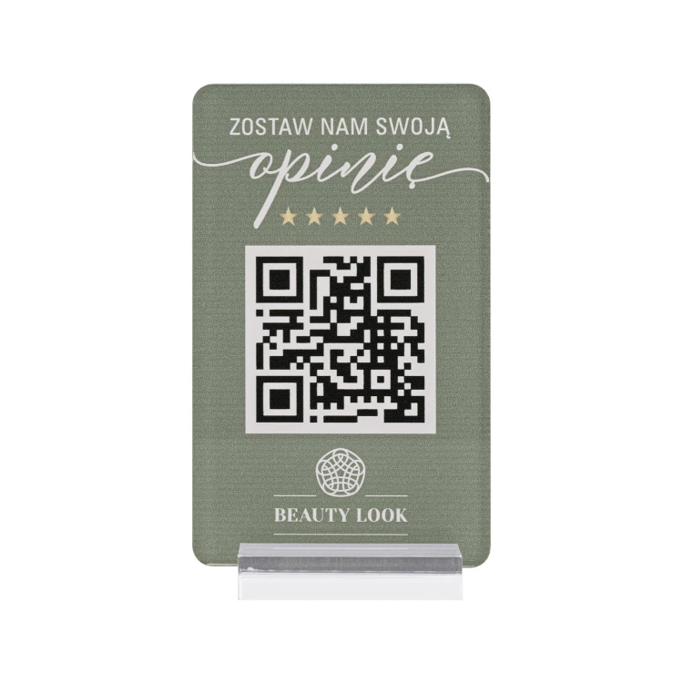 Informationsstand mit QR-Code - transparentes Acryl mit UV-Druck - Abmessungen 55x95mm - ST076