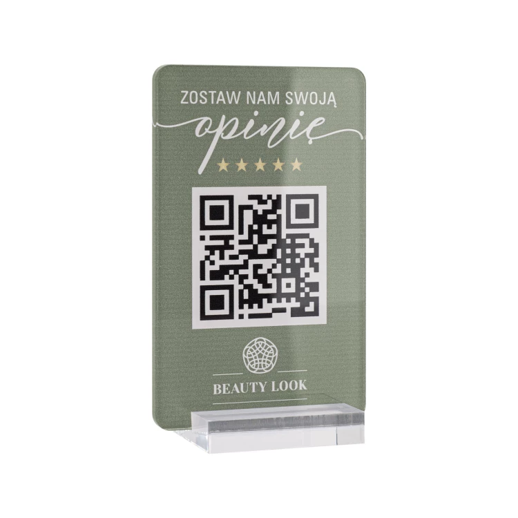 Informationsstand mit QR-Code - transparentes Acryl mit UV-Druck - Abmessungen 55x95mm - ST076