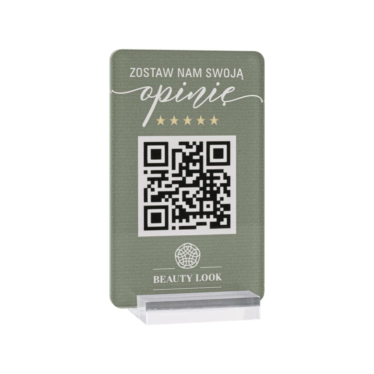 Informationsstand mit QR-Code - transparentes Acryl mit UV-Druck - Abmessungen 55x95mm - ST076