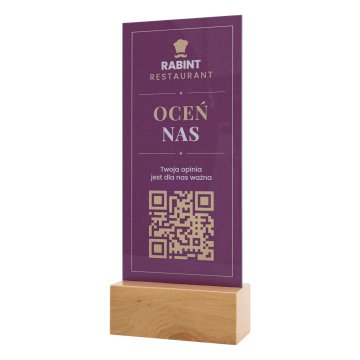 Menüständer mit QR-Code - transparentes Acryl mit UV-Druck - Höhe 25 cm - ST064