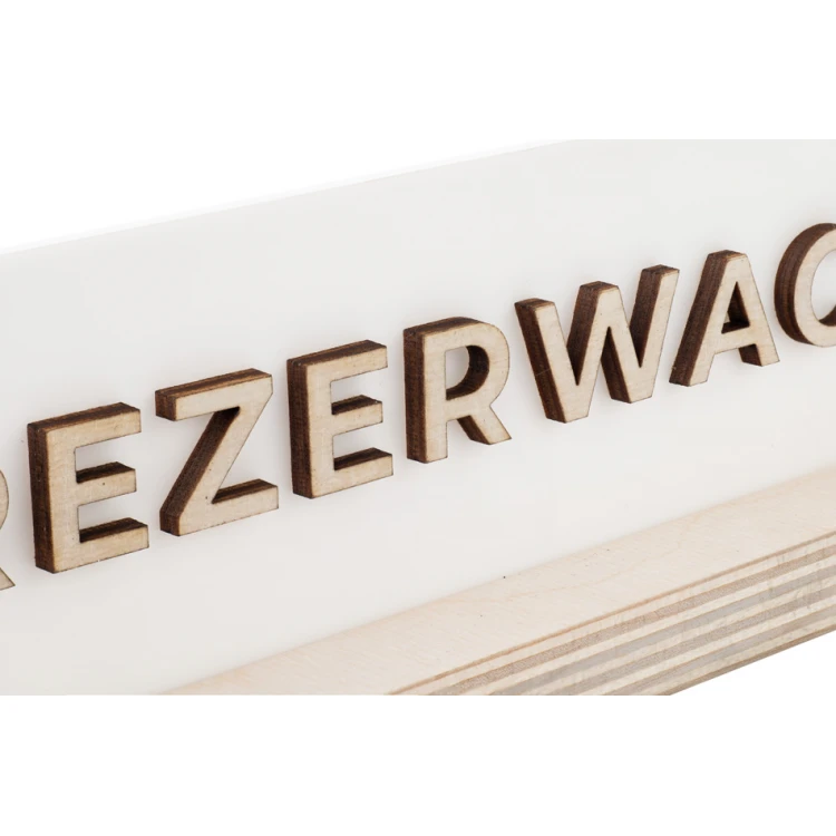 Reservierungsständer - weißes Acryl auf Holzsockel - ST043